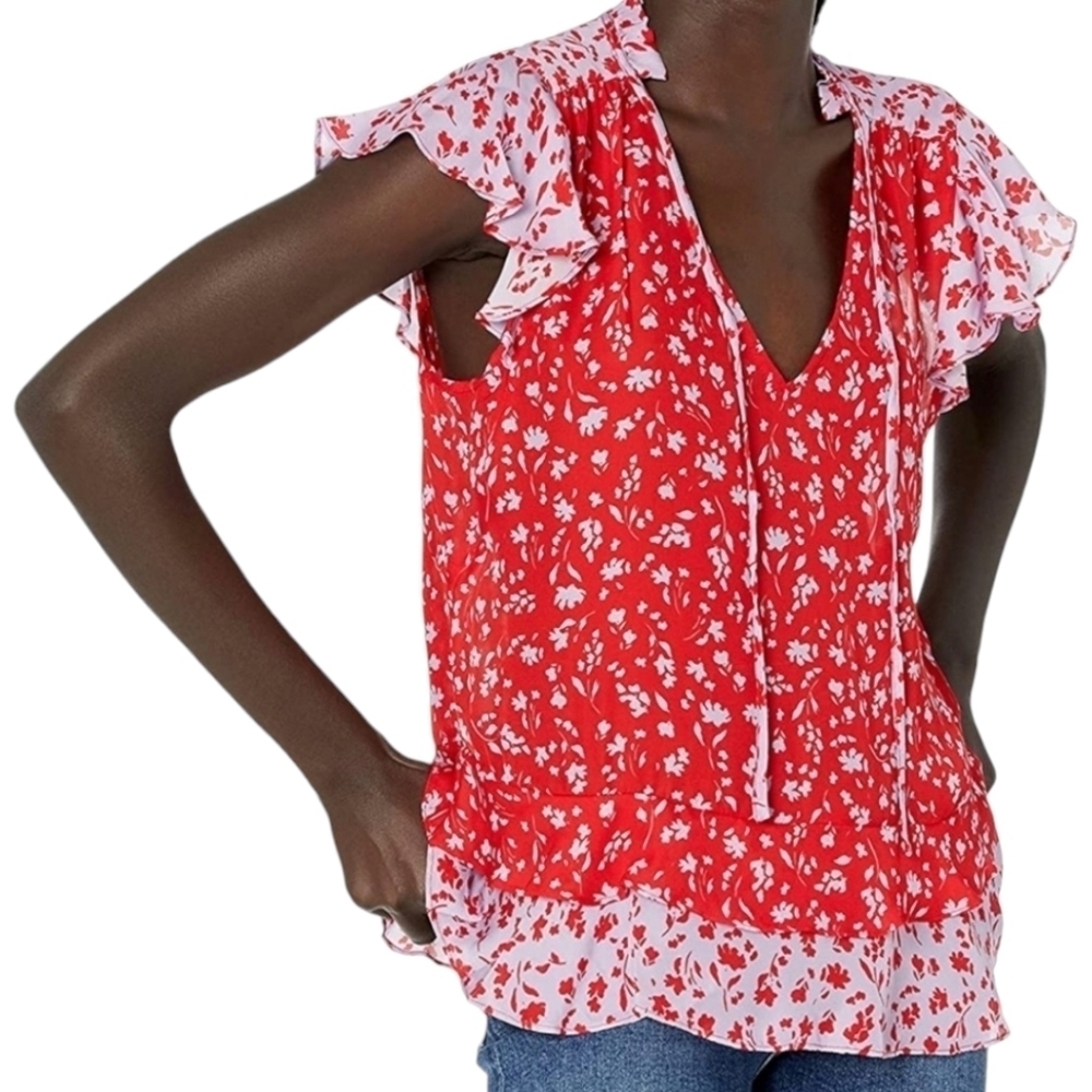 Parker Silk Print Top Size Large